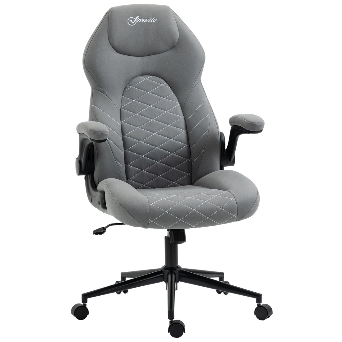 Vinsetto Gaming Chair With Flip Up Arm, High Back Desk Computer Chair, Gamer Chair With Adjustable Height And Swivel Wheellight Gray Light Gray Polyester