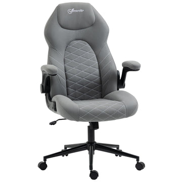 Vinsetto Gaming Chair With Flip Up Arm, High Back Desk Computer Chair, Gamer Chair With Adjustable Height And Swivel Wheellight Gray Light Gray Polyester