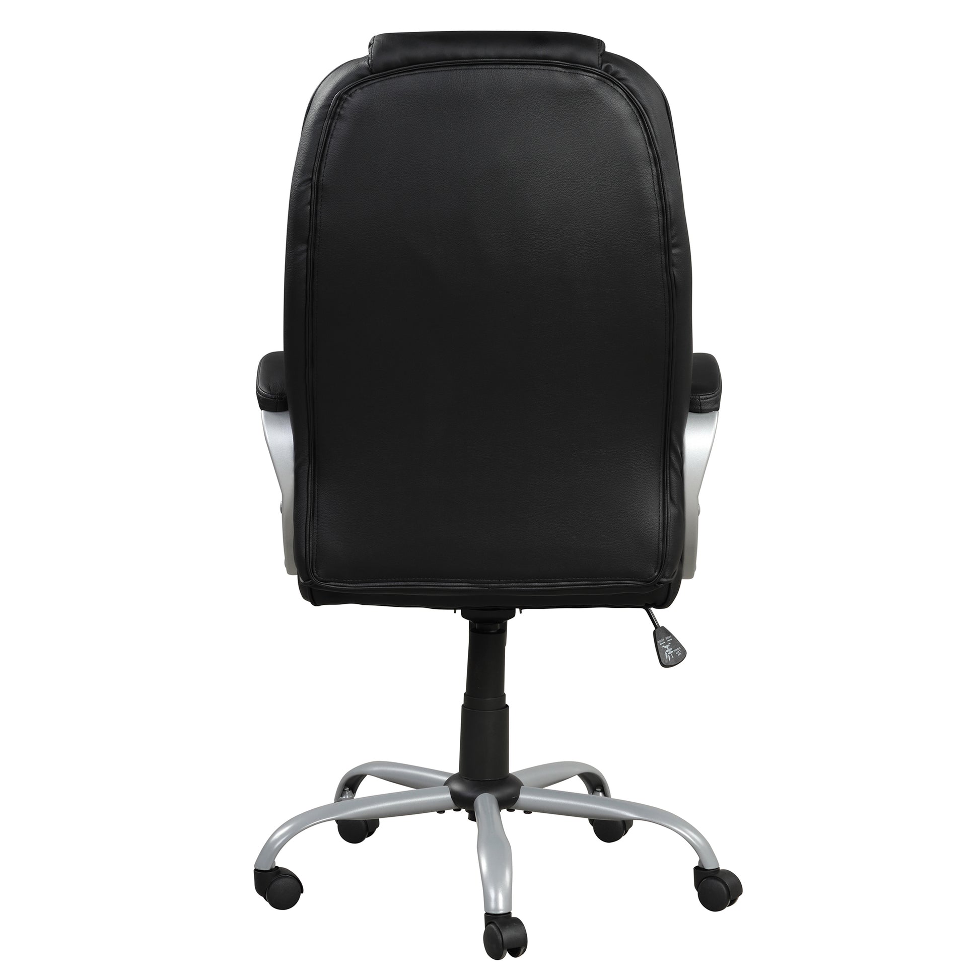 Pu Leather Upholstered Office Task Chair, Modern Adjustable 360 Degree Swivel Chair, High Back, Black Silver Caster Solid Black Office Rectangular Contemporary,Modern Office Chairs Solid Back Pu Leather Adjustable Height Plywood