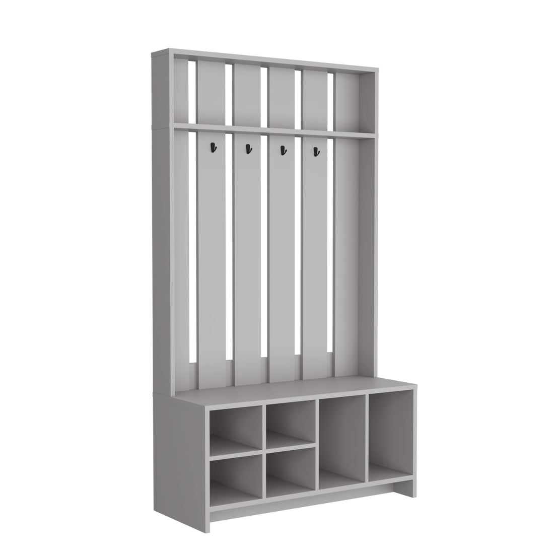 Tulcan 38" Wide Hall Tree With Bench And Shoe Storage, Entryway Bench With Coat Rack Smoke Grey Bedroom Modern Particle Board