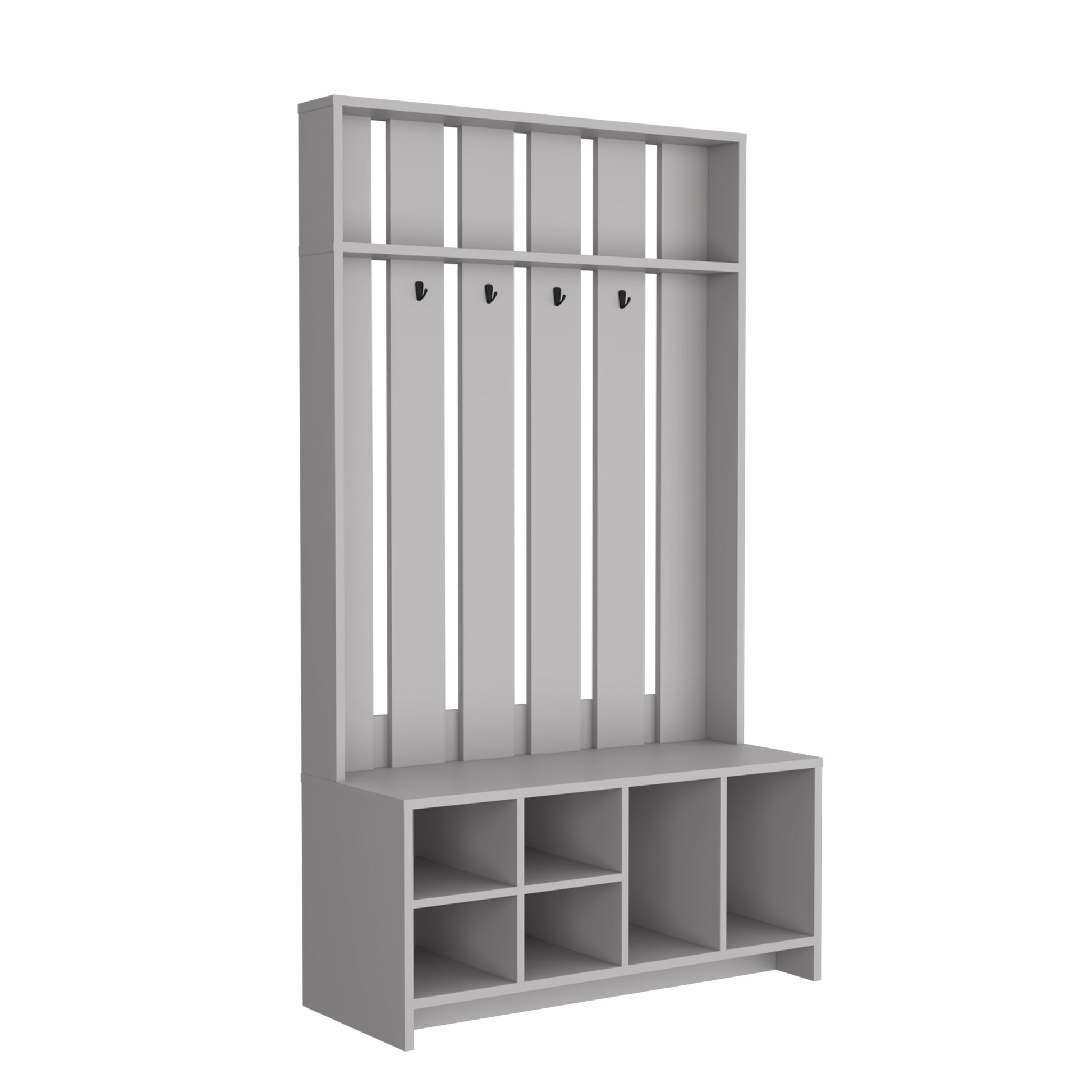 Tulcan 38" Wide Hall Tree With Bench And Shoe Storage, Entryway Bench With Coat Rack Smoke Grey Bedroom Modern Particle Board