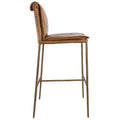 Iva 31 Inch Bar Stool Chair, Padded, Rolled Back, Tan Top Grain Leather Brown Leather