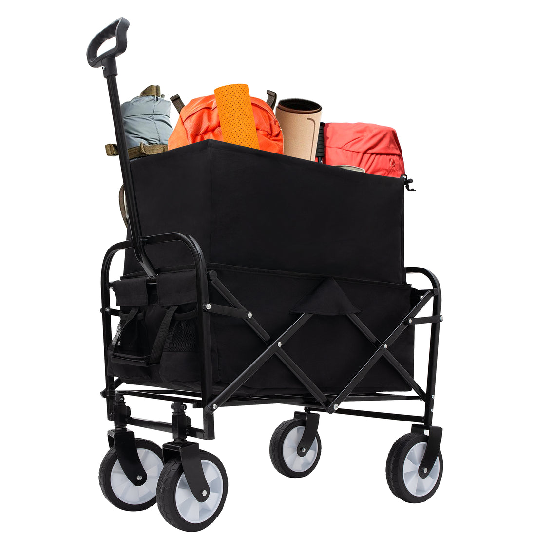 Minimeetall Extention Excollapsible Foldable Wagon Cart Beach Wagon Heavy Duty Utility Cart Utility Wagon Grocery Cart For For Camping Shopping Sports Gardeing Fishing Supports 225Lbs Black Black
