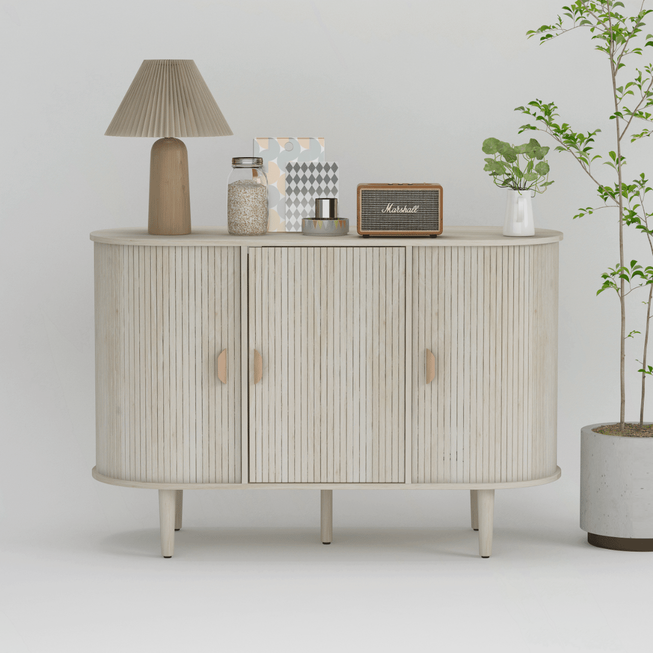 3 Door Buffet Cabinet,Large Storage Accent Cabniet With 3 Door,Sideboard Cabniet For Living Room, Entryway, Hallway, Office Kitchen And Dining Room Freestanding 3 4 Spaces Natural Sliding Doors Modern Mdf