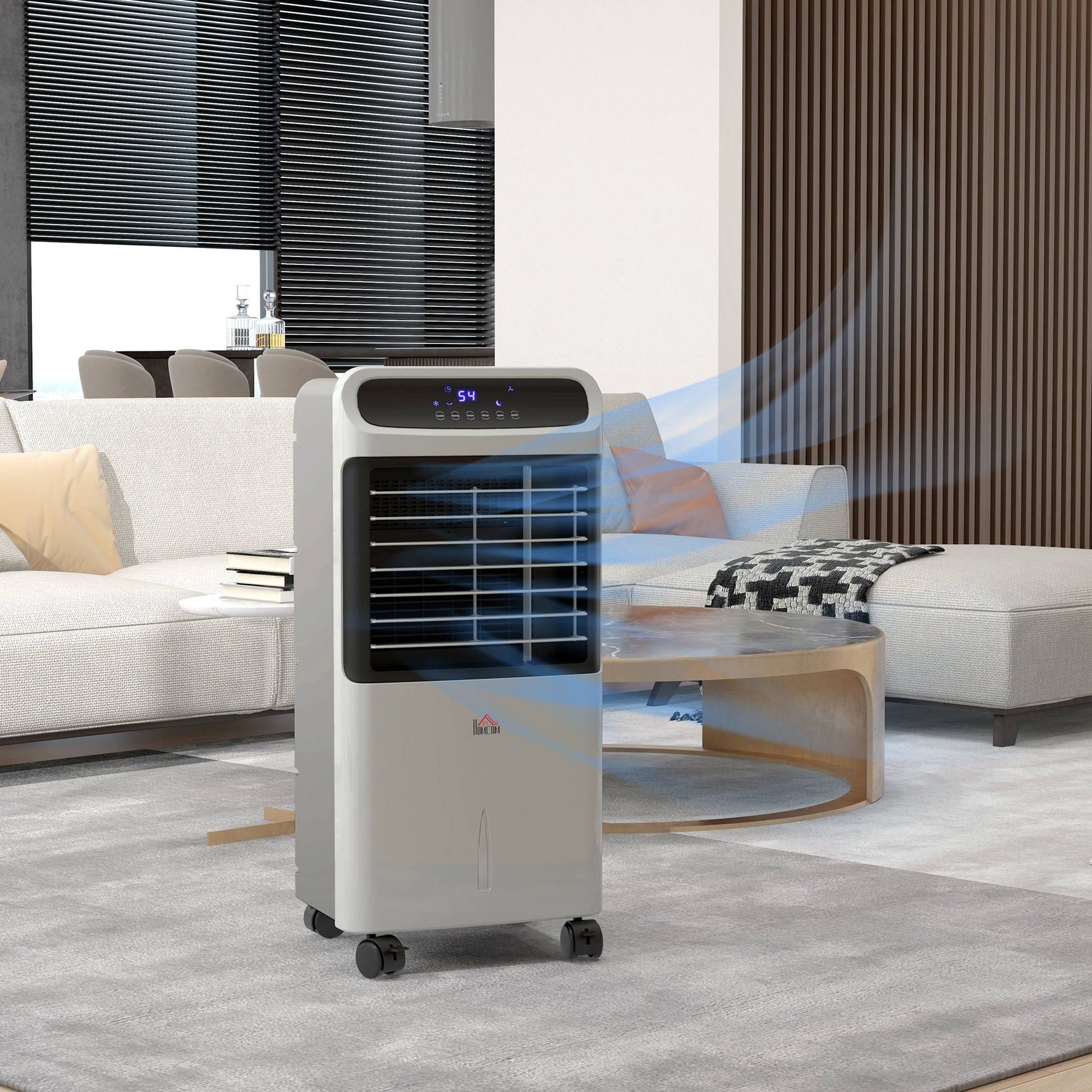Homcom 32" Evaporative Air Cooler With 3.2 Gal Water Tank, 60 Oscillating, 3 In 1 Ice Cooling Fan, Portable Swamp Cooler With Humidifier For Home Office, 3 Modes, 3 Speeds, 12H Timer, Remote, Gray