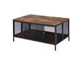 Winam Antique Oak & Black Finish Coffee Table Black,Oak Metal,Synthetic Wood