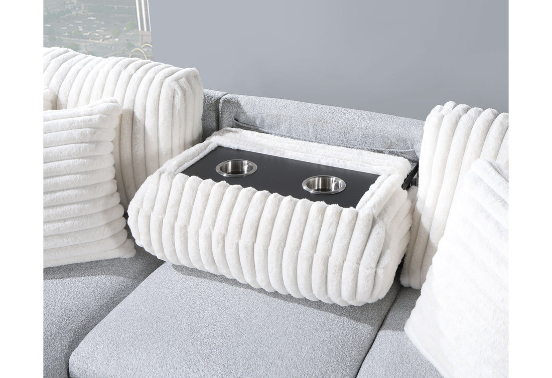 Ford Light Grey White Reversible Pull Out Sofa Bed Light Gray Fabric 3 Seat