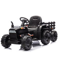 Ride On Tractor2.0 With Trailer,24V Battery Powered Electric Tractor Toy, 200W*2Motor 1.86 4.97Mph Remote Control,Electric Car For Kids,Three Speed Adjustable,Usb,Mp3 ,Bluetooth,Led Light, Safety Belt Black Polypropylene