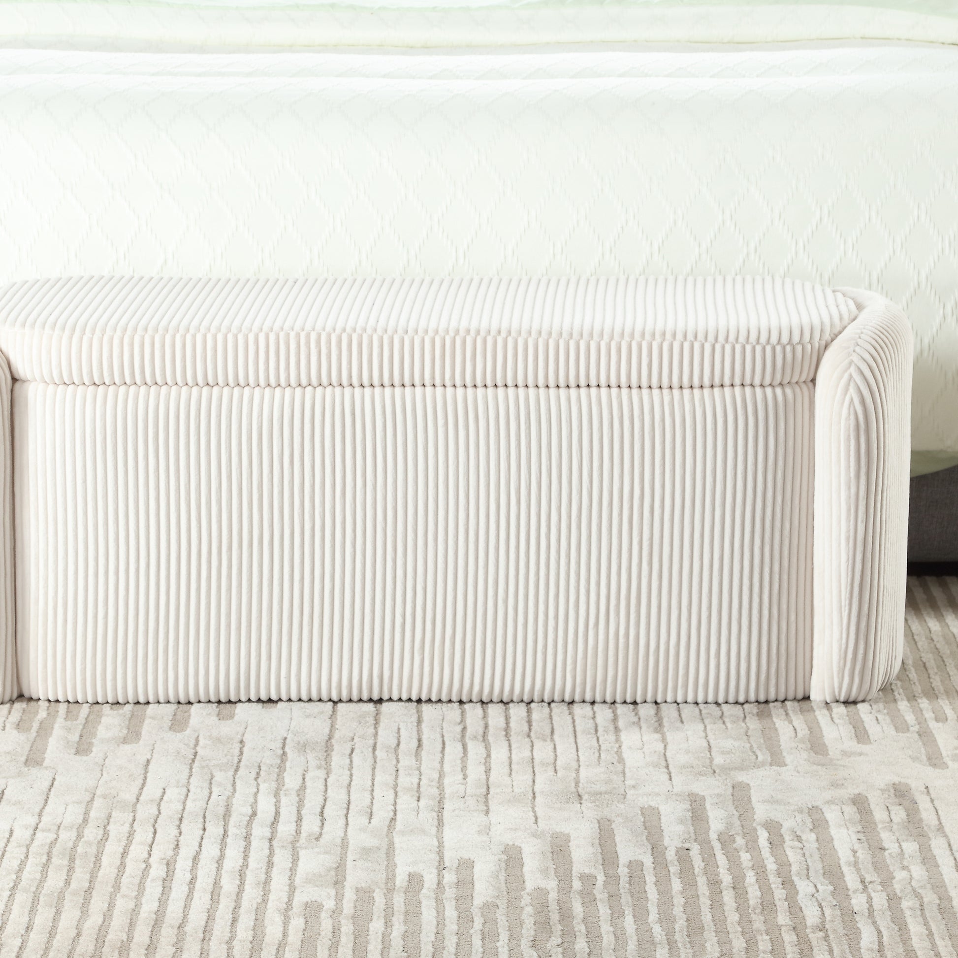Coolmore Storage Ottoman,Bedroom End Bench,Upholstered Fabric Storage Ottoman With Safety Hinge, Entryway Padded Footstool, Ottoman Bench For Living Room & Bedroom Beige Beige Foam Velvet