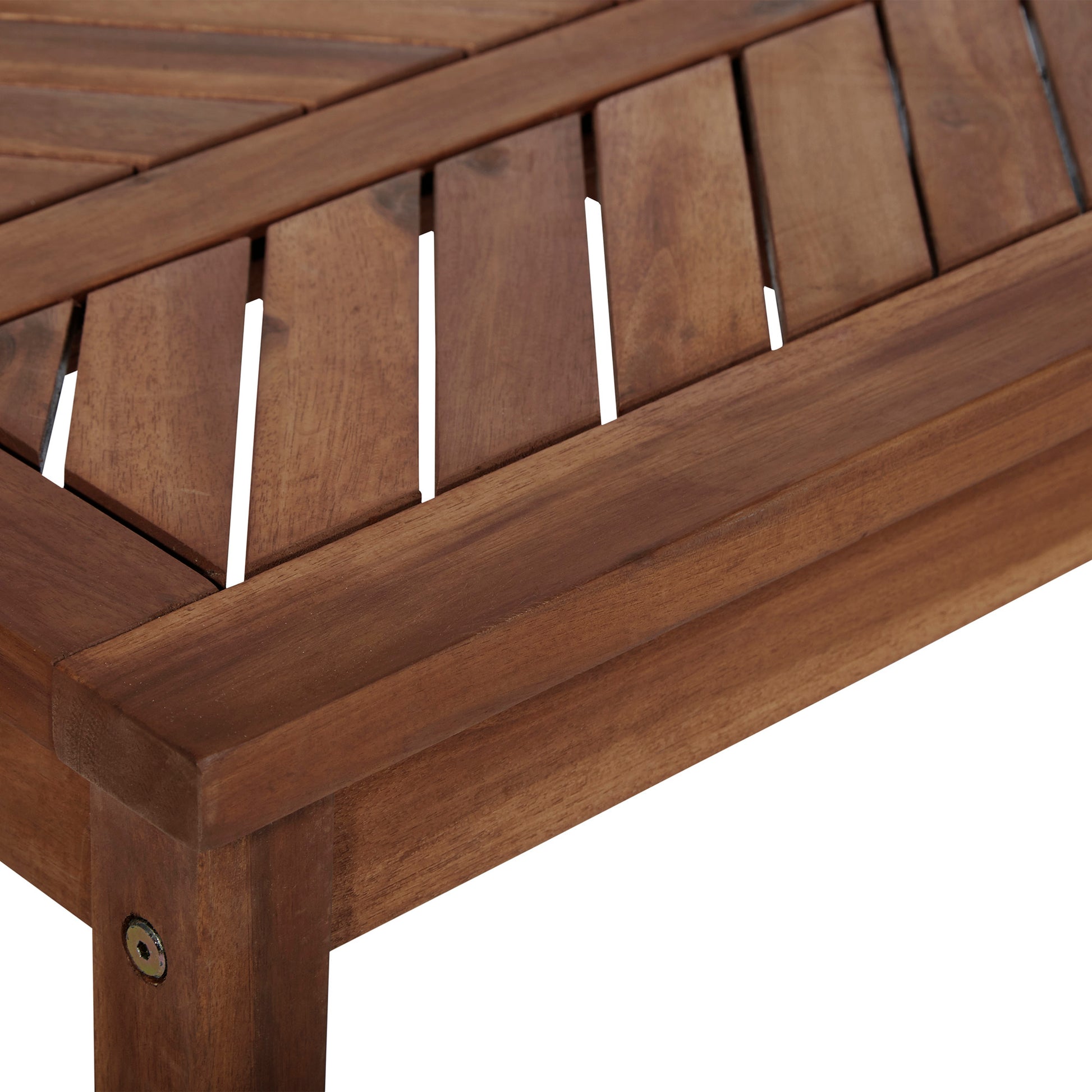 Modern Chevron Top Solid Wood Patio Bench Dark Brown Dark Brown Polyester Acacia Wood