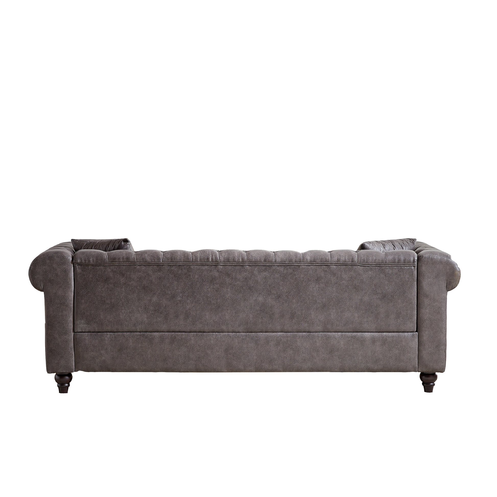 Fx 85.5"Living Room With Tech Fabric Chesterfield Sofa With Rolled Arms 3 Seater Sofa With Button Design And 2 Cushions For Apartment, Office, Living Room Grey Wood Primary Living Space Pine Foam Fabric 3 Seat