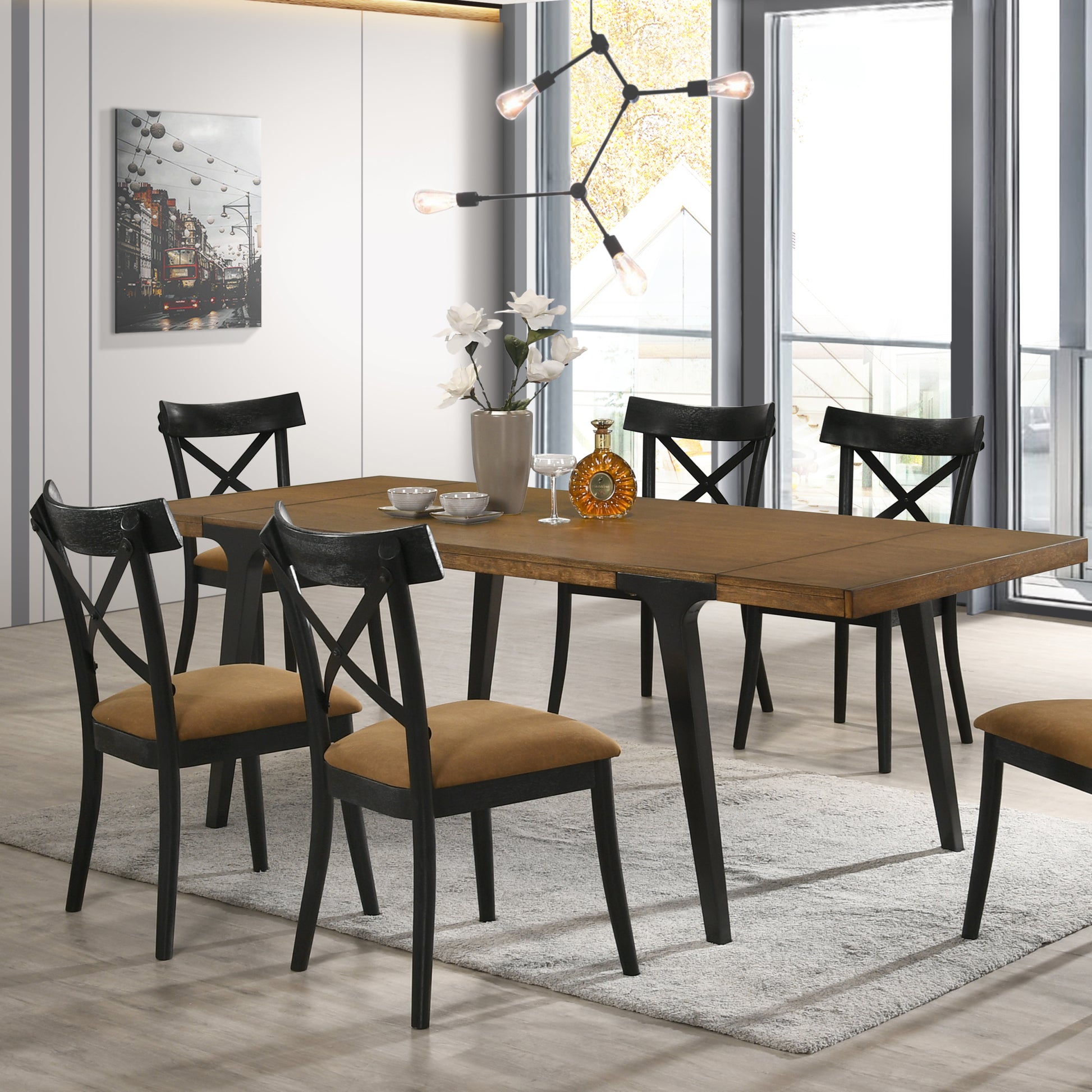 Brown And Black Side Chair Set Of 2 Solid Black Brown Dining Room Modern Side Chair Cross Back Set Of 2 Wood Fabric