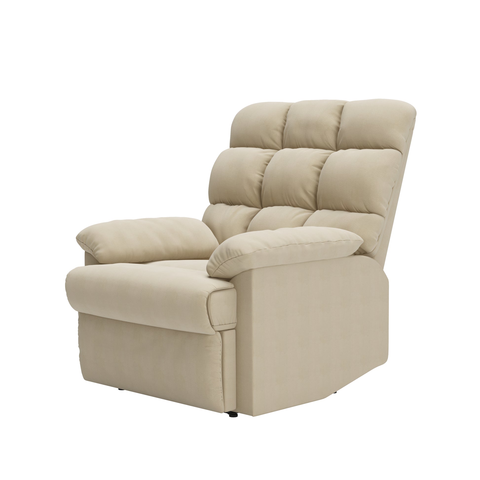 The Granada Recliner In Khaki Khaki Manual Handle Wood Handle Foam Microsuede,Polyester