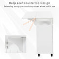 K&K 53.2'' Kitchen Island With Drop Leaf, Kitchen Storage Cart With Spice Rack, Towel Rack And 2 Drawers, Rolling Kitchen Island On Wheels With Adjustable Shelves For Kitchen, Dining Room, White White Brown Kitchen Artsy,Casual,Classic,Minimalist,Modern