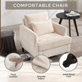 Coolmore Wood Frame Armchair, Modern Accent Chair Lounge Chair For Living Room,Tufted Club Chair, Mid Century Modern Arm Chairs With Studded, Solid Wood Frame, For Bedroom, Reading Beige Chenille Beige Chenille 1 Seat