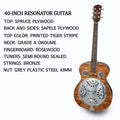 Beginner Metal Resonator Guitar, Full Size Circular Neck Traditional Resonator, Built In Preamplifier Tiger Wood