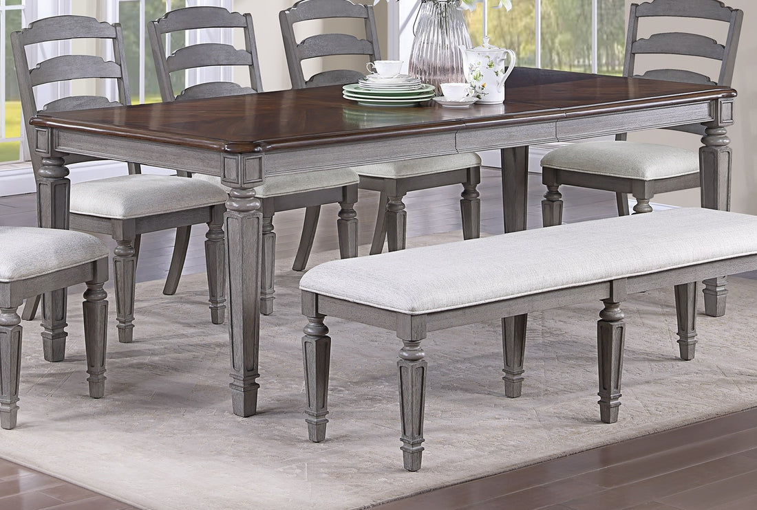 Light Grey And Cherry Contemporary Style 1Pc Dining Table Wooden Frame Dining Room Furniture Cherry,Light Grey Seats 6 Dining Room Classic,Contemporary,Modern Rubberwood Kitchen & Dining Tables