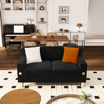 Fx P85 2S Bk 2 Seats Sofa Black Velvet 2 Seat