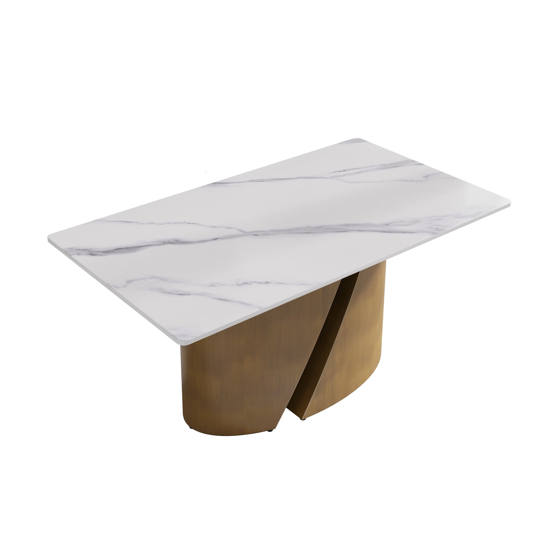 63 "Modern Artificial Stone White Panel Bronze Iron Metal Legs Can Accommodate 6 8 People Antique Brass,White Dining Room Metal Sintered Stone