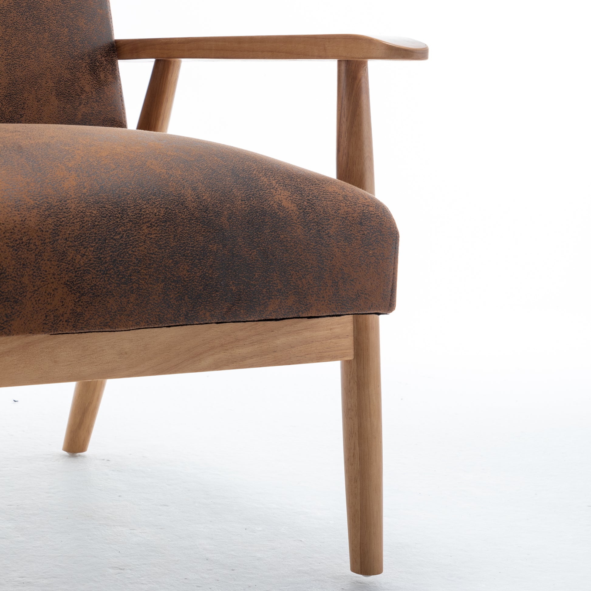 25.38'' Wide Classic Mid Century Modern Arm Chair, Light Brown Light Brown Microfiber