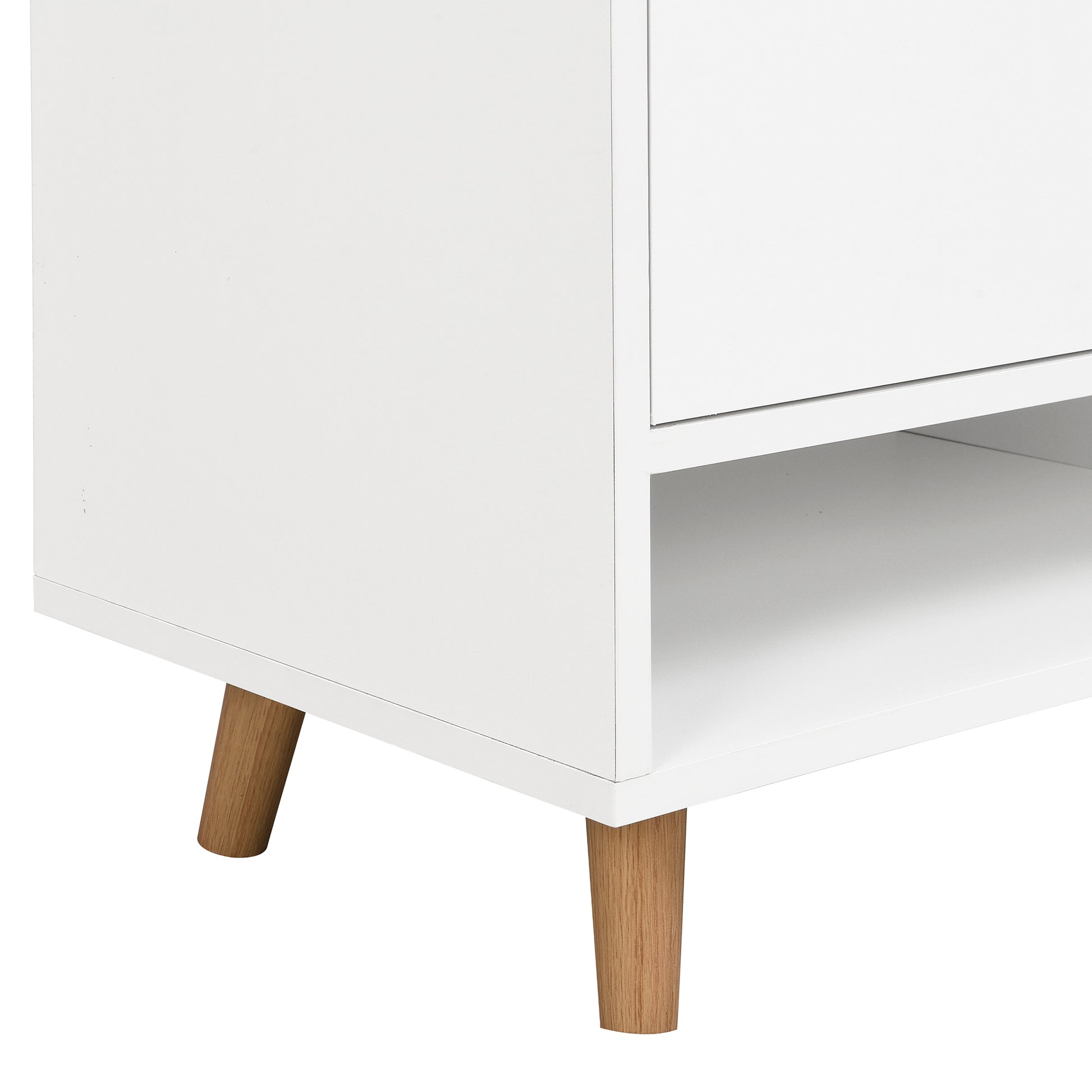 Sleek And Contemporary Shoe Cabinet With Adjustable Shelves, Minimalist Home Organizer With Solid Wood Legs, Storage Sideboard For Entryway, Living Room, White White Primary Living Space Particle Board