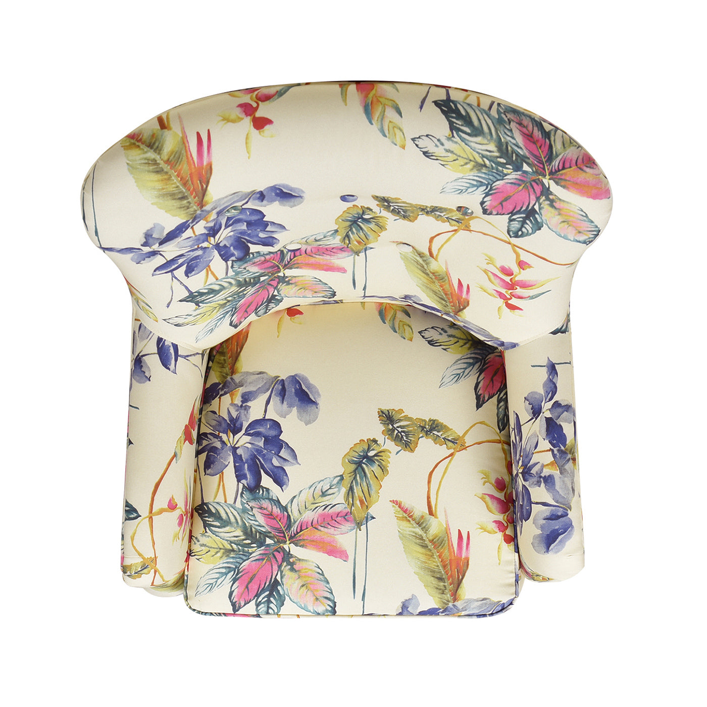 Paradise Upholstered Arm Chair, Off White Floral Printed On Cotton Beige Foam Fabric