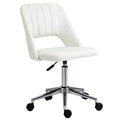 Vinsetto Modern Mid Back Office Chair With Velvet Fabric, Swivel Computer Armless Desk Chair With Hollow Back Design For Home Office, Cream White Cream White Polyester
