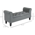 Homcom Button Tufted Storage Ottoman Bench, Upholstered Bench With Rolled Armrests For Living Room Or Hallway, Gray Grey Polyester