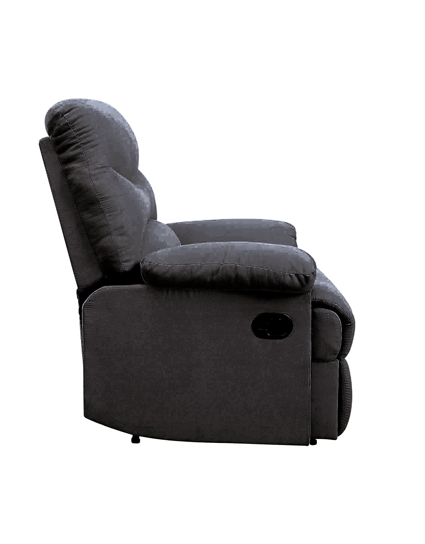 Black Recliner With Pillow Top Arm Black Manual Handle Metal Primary Living Space Tight Back Handle Pillow Top Arms Fabric Metal
