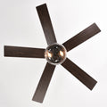 52 Inch 5 Blade Lighted Ceiling Fan With Remote Controlglass Shade Optional Remote Matte Black Matte Black American Design,American Traditional,Classic,Contemporary,Farmhouse Plywood Metal