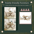 Functional Furniture Retro Style Dining Table Set With Extendable Table And 4 Upholstered Chairs For Dining Room And Living Room Natural Wood Wash Natural Wood Wash Solid Wood