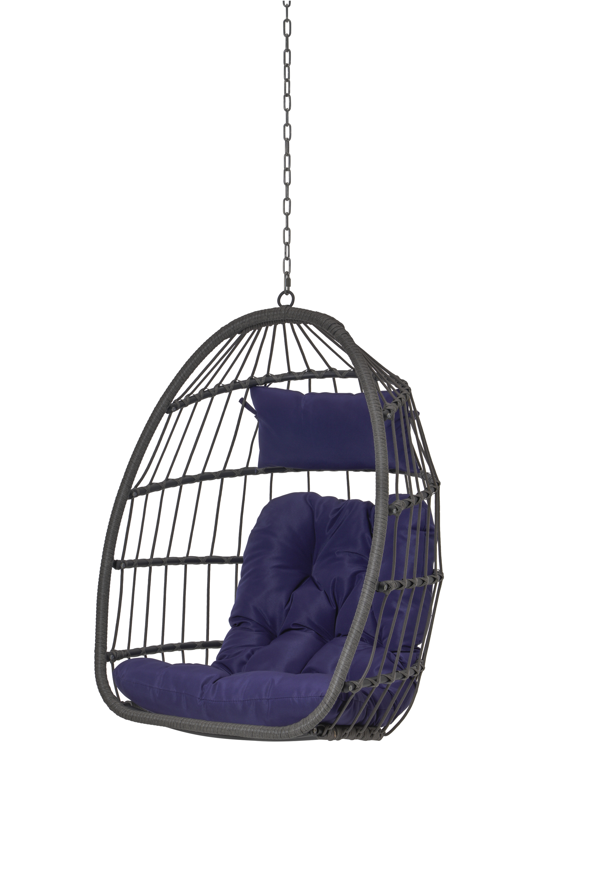 Outdoor Garden Rattan Egg Swing Chair Hanging Chair Pe Hang Chair Yes Sectional Dark Blue Water Resistant Frame Water Resistant Cushion Garden & Outdoor American Design Polypropylene Rattan