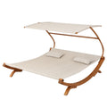 San Juan Sunbed W Adjustable Canopy Teak Metal Mesh
