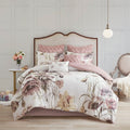 8 Piece Cotton Printed Comforter Set Blush King King Blush Polyester