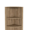 Essential Corner Bar Cabinetthree Shelves, Eight Built In Wine Rack, Two Side Shelves Macadamia Light Oak Dining Room Modern Shelves Included Particle Board