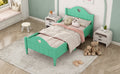 Girl'S Beautiful Princess Bed Macaron Twin Size Toddler Bed With Side Safety Rails And Headboard And Footboard, Seasoft Green Twin Green Solid Wood Mdf