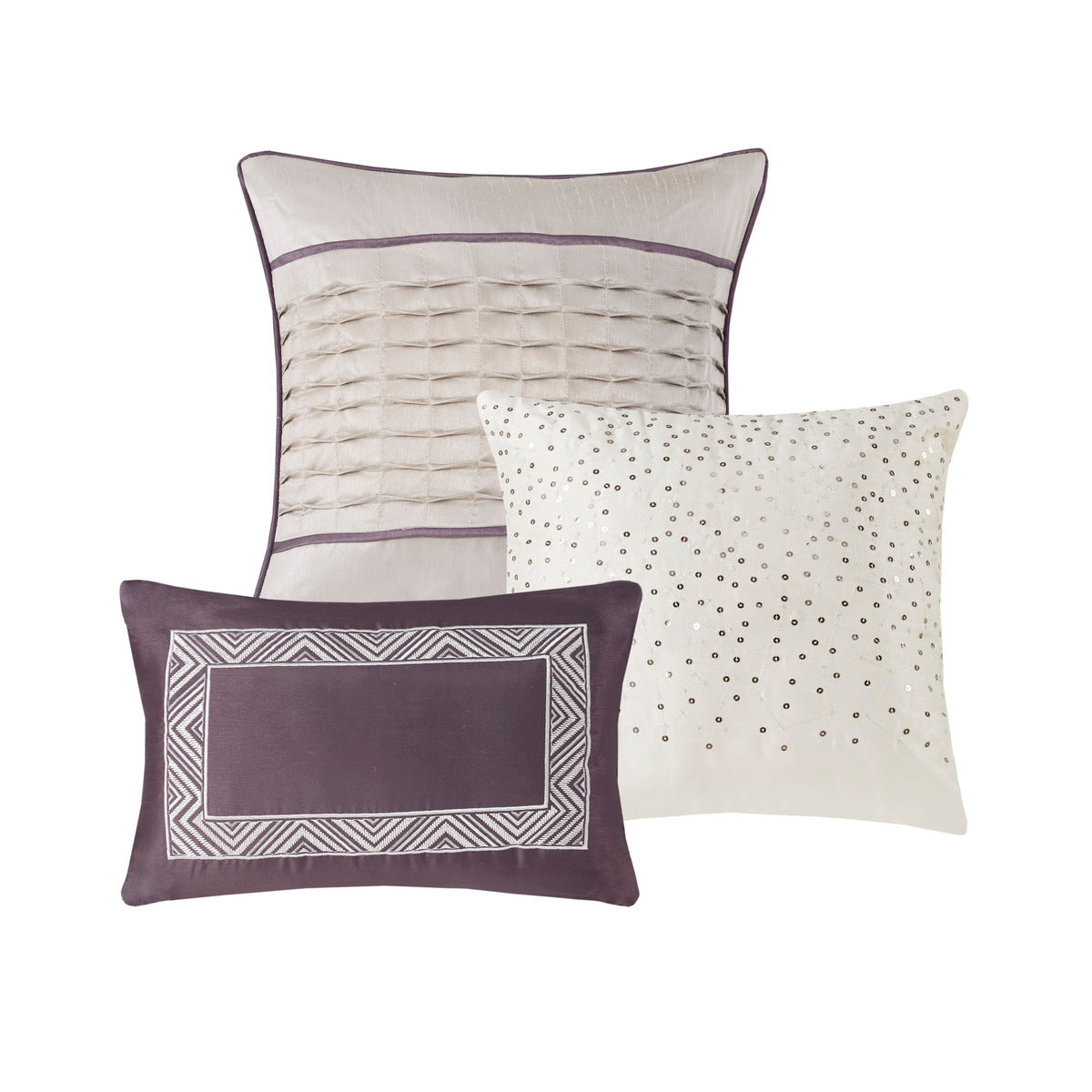 7 Piece Jacquard Comforter Set Purple Queen Queen Purple Polyester