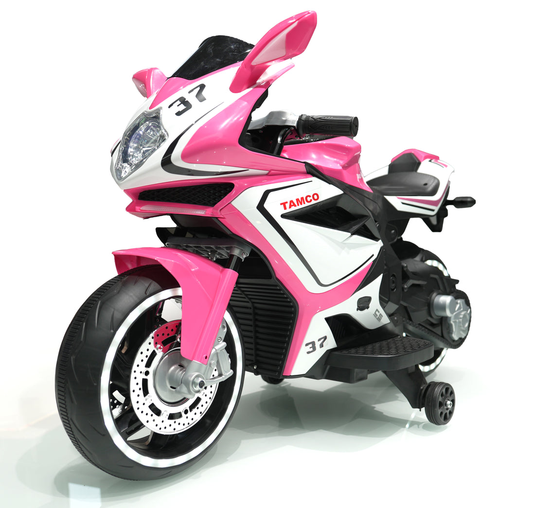 Tamco Electric Motorcycle 12V Kids Toys Motorcycle Kids Electric Car Electric Ride On Toys For 3 4 5 6 Years Boys Girls With Training Wheels Manual Throttle Lightting Wheels Pink 50 99 Lbs Plastic Indoor & Outdoor Use