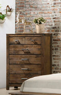 1Pc Rustic Industrial Style Brown Five Drawer Chest Bedroom Solid Wood Wooden Furniture Brown Bedroom Contemporary,Industrial,Rustic Wood