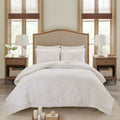 3 Piece Tufted Cotton Chenille Palm Comforter Set Off White King Cal King King Off White Cotton