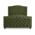 Marcella Upholstered Shelter Headboard Bed Set, Queen, Olive Green Performance Velvet Box Spring Required Queen Olive Green Wood Foam Velvet Velvet