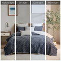 3 Piece Embroidered Cotton Quilt Set Navy King Cal King King Navy Cotton