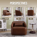 Coolmore Swivel Barrel Chair, Comfy Round Accent Sofa Chair For Living Room, 360 Degree Swivel Barrel Club Chair, Leisure Arm Chair For Nursery, Hotel, Bedroom, Office, Lounge Brown Pu Brown Pu Primary Living Space Foam Pu Leather