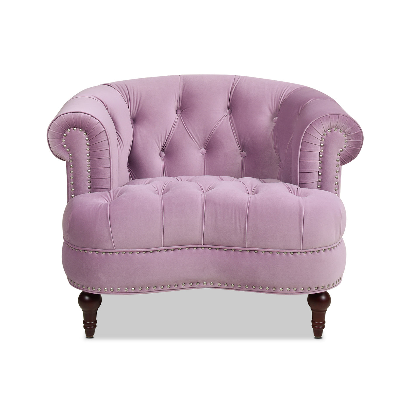 La Rosa Victorian Tufted Upholstered Accent Chair, Lavender Velvet Lavender Purple Foam Velvet