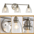 Modern 3 Light Brushed Nickel Bathroom Vanity Light With Clear Glass Shade, E26 Wall Sconces Over Mirror For Living Room Bedroom Hallway Bulb Not Included Brushed Nickel Glass,Metal