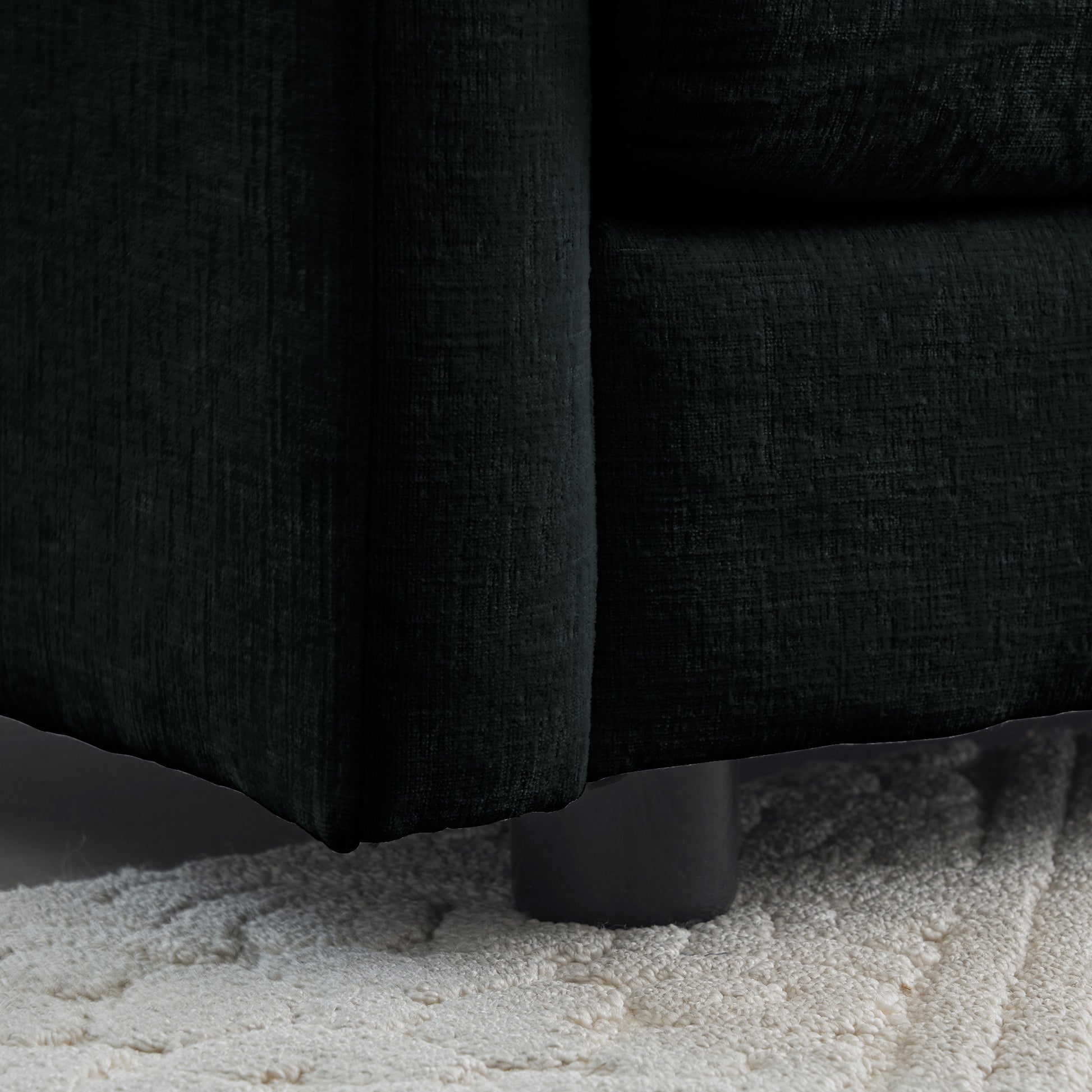 Comfy Deep Single Seat Sofa Upholstered Reading Armchair Living Room Chair Black Chenille Fabric1 Toss Pillow Black Chenille 1 Seat