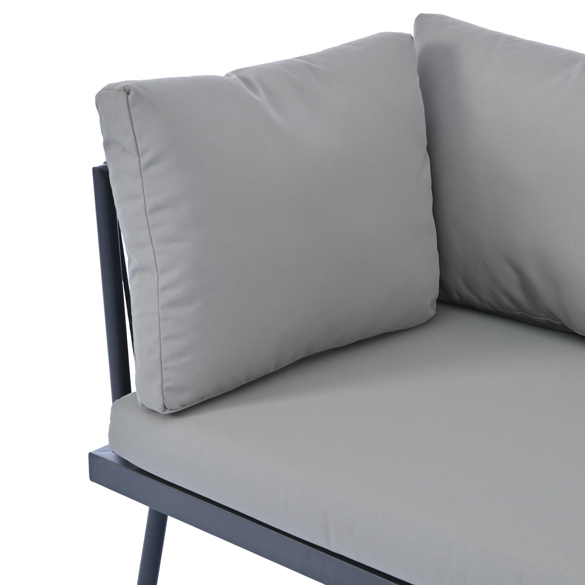 Modern Outdoor 3 Piece Pe Rattan Sofa Set All Weather Patio Metal Sectional Furniture Set With Cushions And Glass Table For Backyard, Poolside, Garden, Gray,L Shaped Yes Sectional Gray Seats 4 Weather Resistant Frame Water Resistant Cushion Garden &