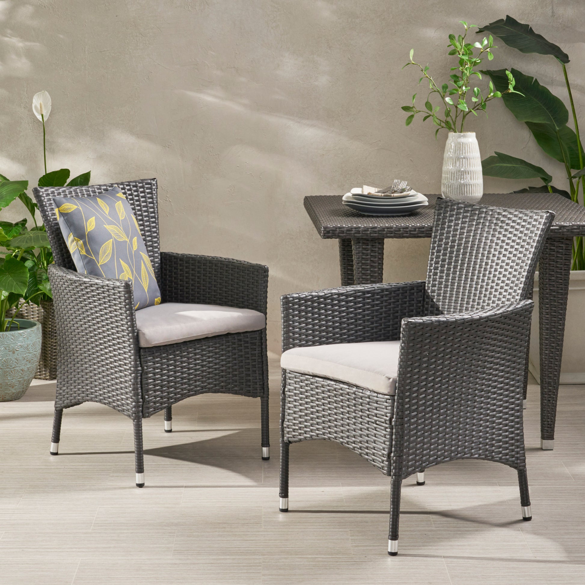 Malta Dining Chair Set Of 2 Grey Wicker