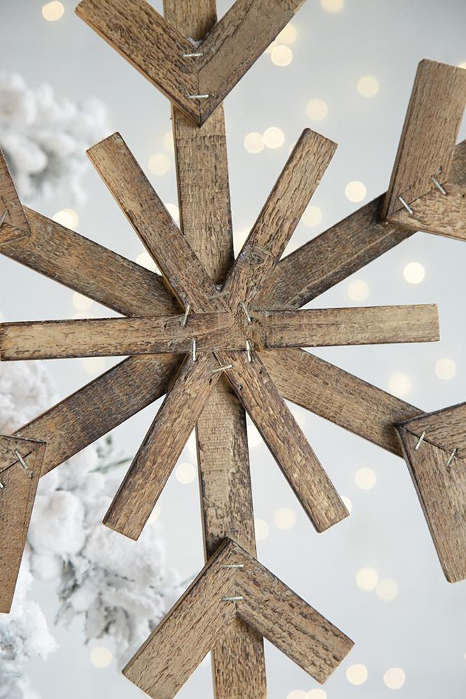 17.7" X 17.7" Large Fir Wood Snowflake Ornaments, Hanging Home Decor Accents For Christmas Tree, Wall Art, Holiday Display, Set Of 2 Brown Wood
