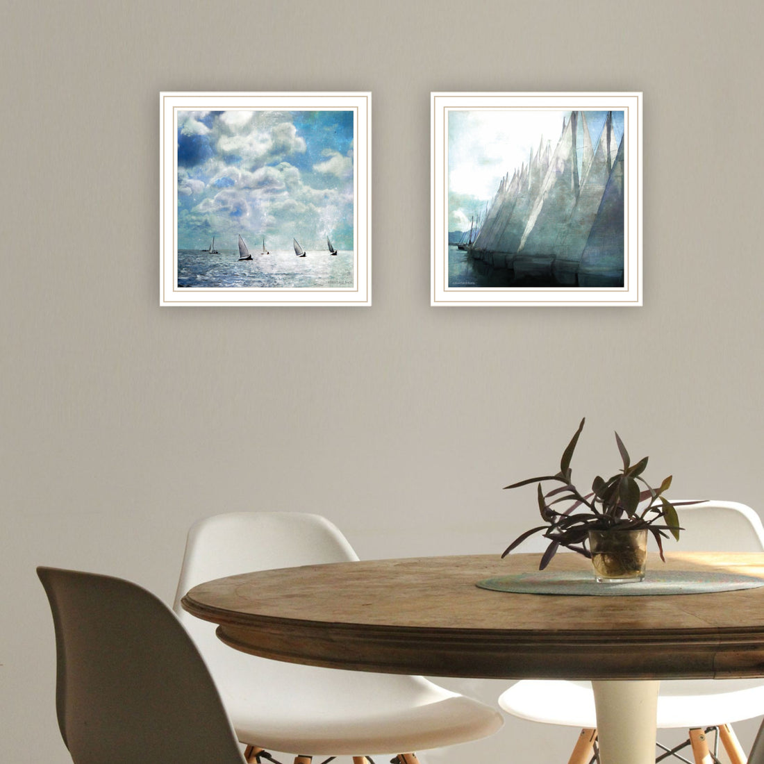 2 Pc Vignette Sail Away White Framed Wall Art For Living Room, Bedroom Wall Art Print For Home Decor By Bluebird Barn Multicolor Wood Paper